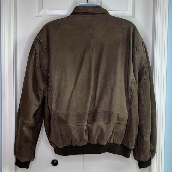 STRUCTURE Mens Vintage Bomber Jacket 90’s Dark Brown Cargo Pockets Leather XL - Picture 7 of 16